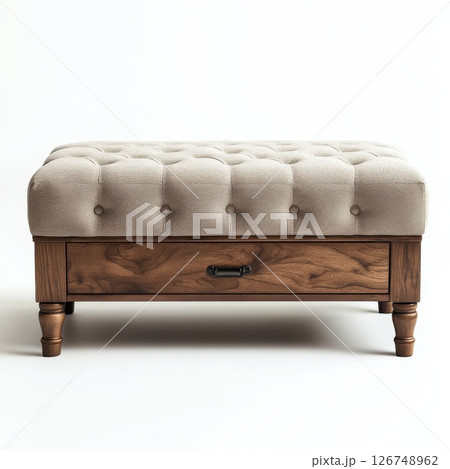 Contemporary Storage Bench with Tufted Top and Wooden Base Contemporary Storage Bench with Tufted Top and Wooden Base 126748962