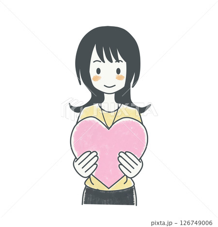 ハートを抱える女性 ハートを抱える女性 126749006