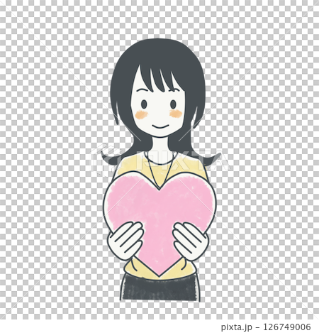 ハートを抱える女性 ハートを抱える女性 126749006