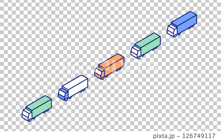 交通阻塞向量插圖。一排卡車陷入交通堵塞的剪貼畫。 126749117