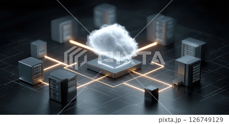 Edge computing Cloud server electronic device connection glowing network data technology. Cloud server center 126749129