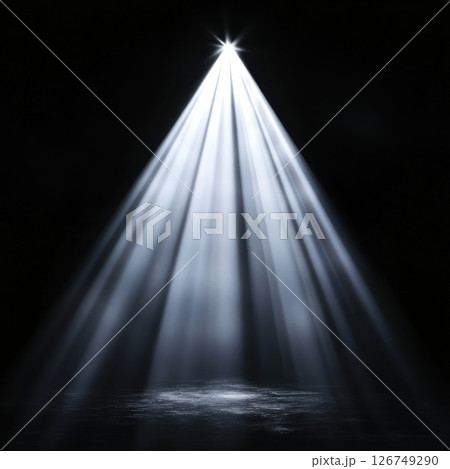 Bright White Light Beams Piercing Through Dark Scene Background 126749290