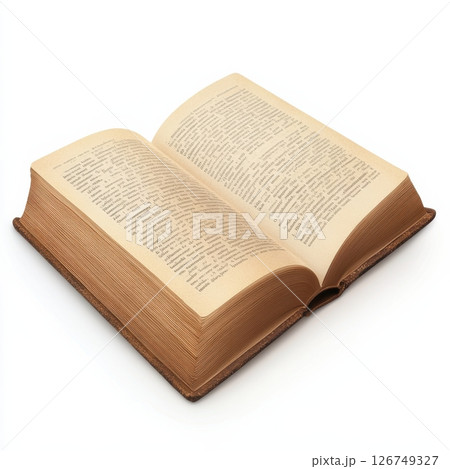 Realistic Isolated Open Book on White Background for Creative Use 126749327