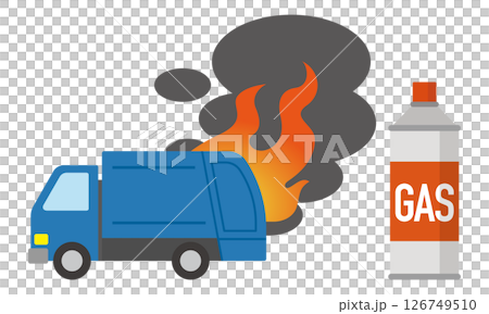 垃圾車火災和瓦斯罐插圖 垃圾車火災和瓦斯罐插圖 126749510