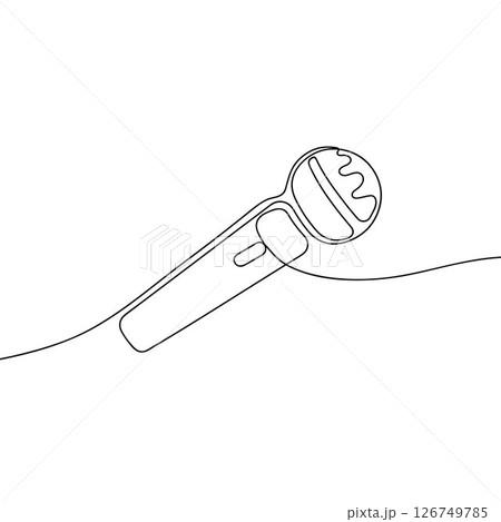 Microphone in continuous line drawing style. Line art of microphone symbol. Minimalist black linear sketch isolated on white background. 126749785