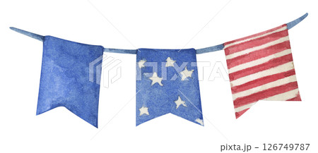 Patriotic bunting american flag with watercolor 126749787