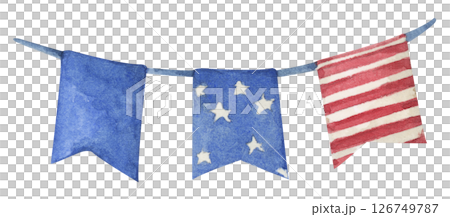 Patriotic bunting american flag with watercolor 126749787