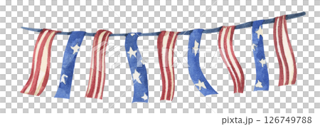 Patriotic bunting american flag with watercolor 126749788