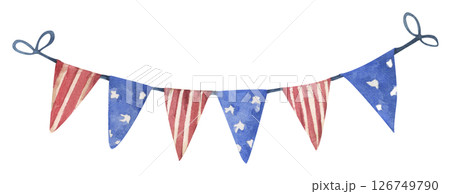 Patriotic bunting american flag with watercolor Patriotic bunting american flag with watercolor 126749790
