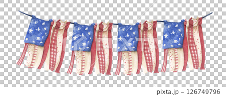 Patriotic bunting american flag with watercolor Patriotic bunting american flag with watercolor 126749796