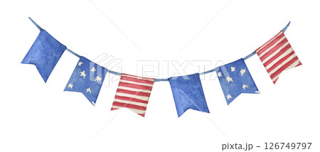 Patriotic bunting american flag with watercolor 126749797