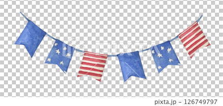 Patriotic bunting american flag with watercolor 126749797