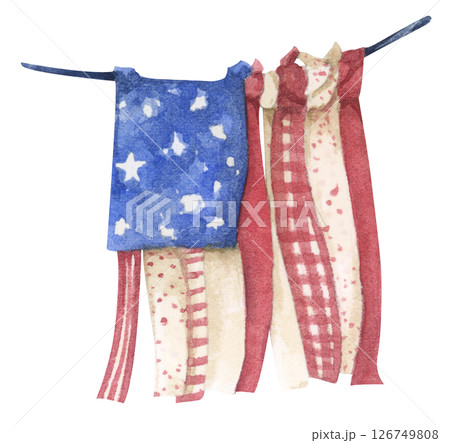 Patriotic bunting american flag with watercolor 126749808