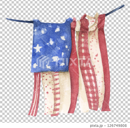 Patriotic bunting american flag with watercolor 126749808