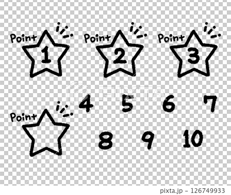 Numbers, illustrations, icons, stars, materials, handwritten, set 126749933