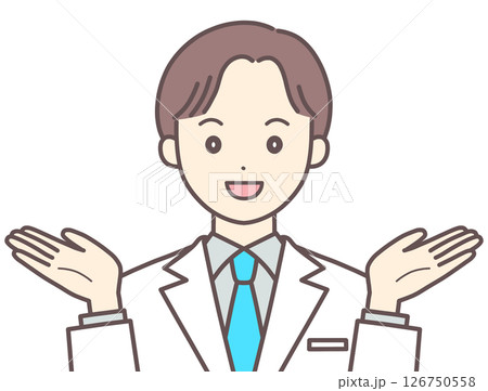 提案する白衣の男性のイラスト（肌の色あり） 126750558