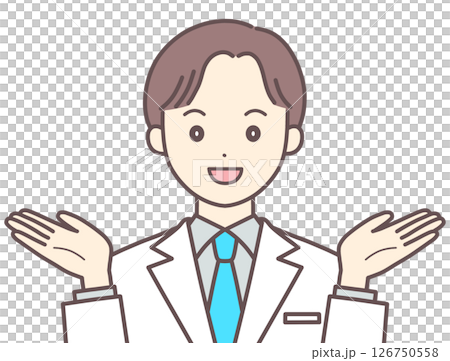 提案する白衣の男性のイラスト（肌の色あり） 126750558