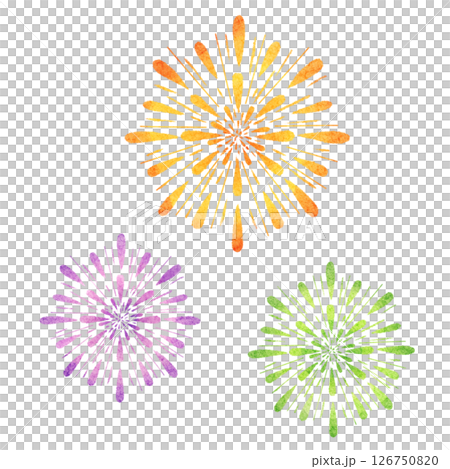 水彩風格五彩繽紛的煙火插畫 水彩風格五彩繽紛的煙火插畫 126750820