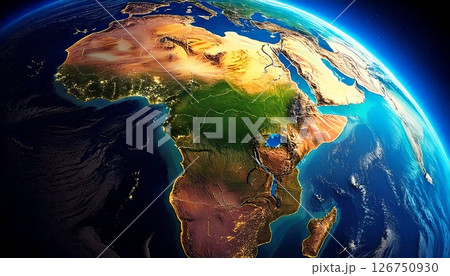 宇宙から見たアフリカ大陸 宇宙から見たアフリカ大陸 126750930