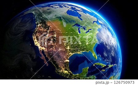 宇宙から見たアメリカ大陸 126750973