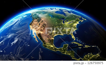 宇宙から見たアメリカ大陸 126750975