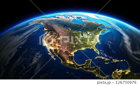 宇宙から見たアメリカ大陸 126750976