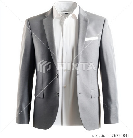 Stylish Gray Notched Lapel Blazer for Formal and Casual Attire 126751042