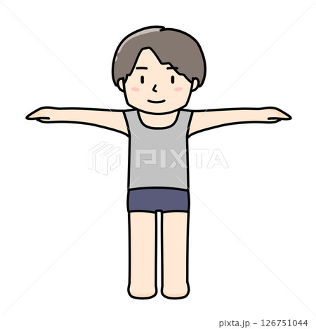 手を横に広げた男の子のイラスト 手を横に広げた男の子のイラスト 126751044