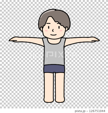 手を横に広げた男の子のイラスト 手を横に広げた男の子のイラスト 126751044