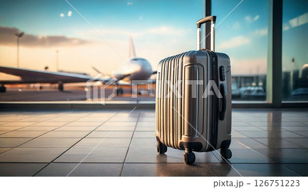 空港が背景のスーツケース 126751223