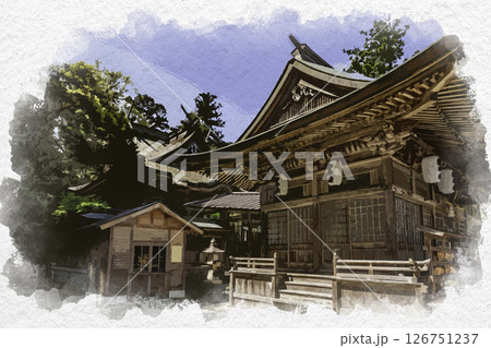 水彩画風 養父神社 社殿 兵庫県養父市 水彩画風 養父神社 社殿 兵庫県養父市 126751237