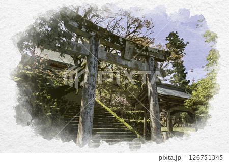 水彩画風 養父神社 鳥居 兵庫県養父市 水彩画風 養父神社 鳥居 兵庫県養父市 126751345