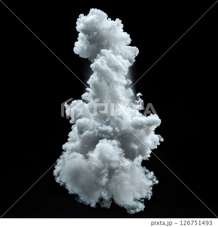 Majestic White Cloud Hovers with Elegance Against Black Background 126751493
