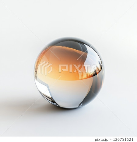 Trendy Glass Sphere with Gradient Color and Reflective Surface 126751521