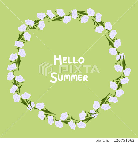 Floral Summer Wreath Green Background 126751662