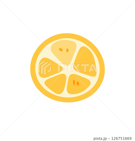 Cartoon Yellow Citrus Slice Icon 126751669