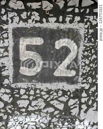 Written Wording in Distressed State Typography Found Ransom Number Fifty Two 52 126751821