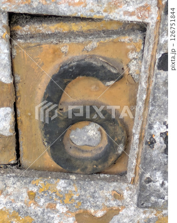 Written Wording in Distressed State Typography Found Ransom Number 6 Six 126751844