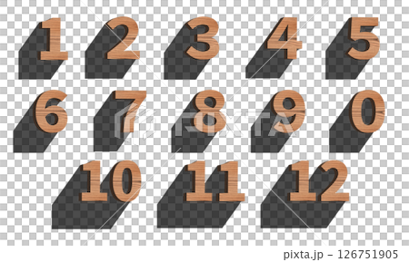 木製の数字のセット、白い背景、3D制作 木製の数字のセット、白い背景、3D制作 126751905