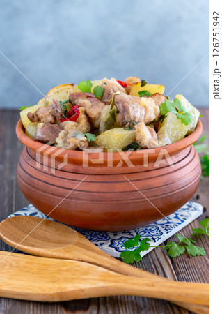Savory Meat and Potato Stew. Savory Meat and Potato Stew. 126751942