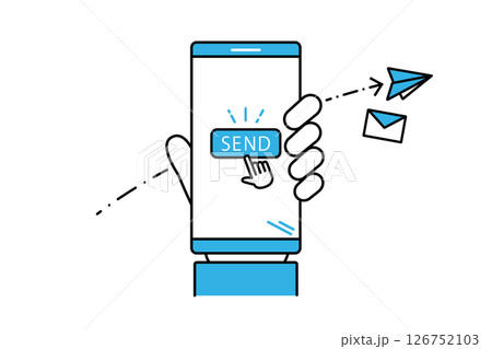 スマートフォンでメールやメッセージを送信するイメージイラスト 126752103
