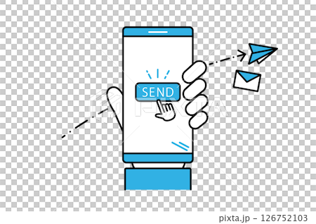スマートフォンでメールやメッセージを送信するイメージイラスト 126752103