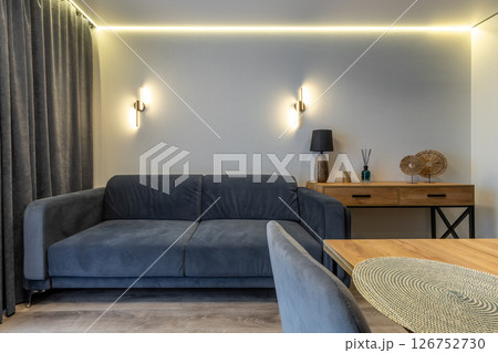 Cozy Living Area with Modern Console and Sofa 126752730