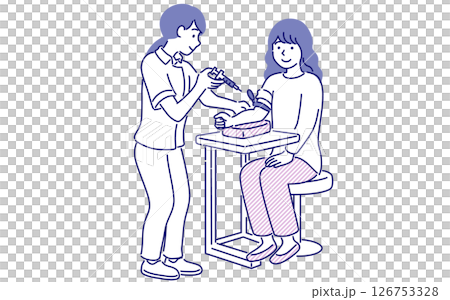 女性の看護師に注射をしてもらう女性のシンプルなベクターイラスト 女性の看護師に注射をしてもらう女性のシンプルなベクターイラスト 126753328