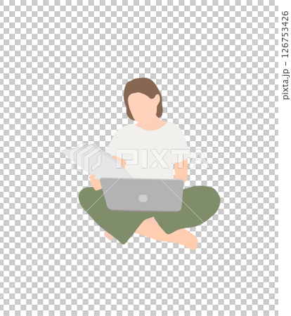 Illustration of a female home worker working while checking documents 126753426