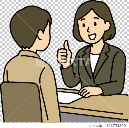 机越しに説明するスーツ姿の女性 126753860