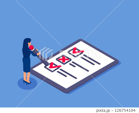 Survey concept banner with characters. Isometric vector concept 126754104