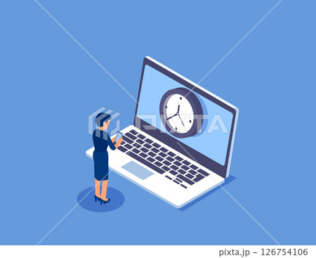 Time management. Flat isometric vector concept 126754106