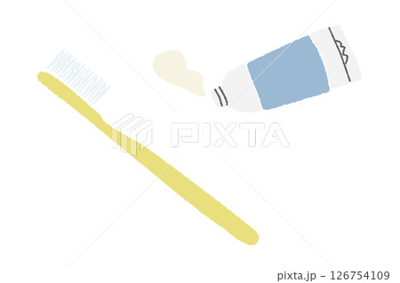 ハブラシと歯磨き粉　暮らしのイラスト 126754109