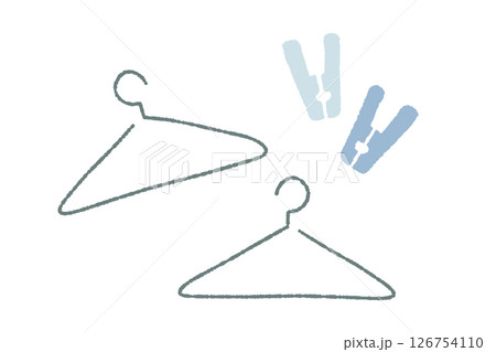 ハンガーと洗濯バサミ　暮らしのイラスト　laundry 126754110